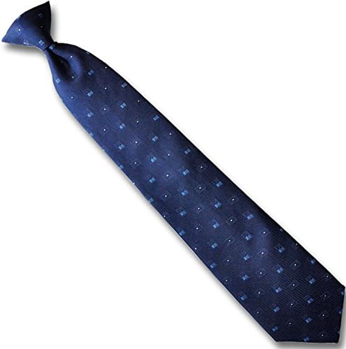 Mens Woven Blue with Squares Pattern Clip-On Necktie (Large: 21 inch)