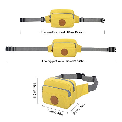 Eshow Women's Canvas Travel Sports Outdoors Running Climbing Morning Jogging Small Waist Bag,Yellow