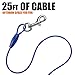BV Dog Tie Out Cable 25 Feet - Heavy Duty Dog Lead Up to 60 Pounds - Reflective & Rust-Free with Quick Release Swivel Clips & 360° Rotating Clasp - Tangle-Free Dogs Runner for Yard (Blue, Single)