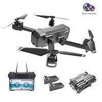 Drones with Camera for Adults 1080P, EMISK WiFi FPV Quadcopter Drone with Dual Cameras, RC Foldable Drones with HD Camera for Beginner, Altitude Hold, Follow Me, One Key Take Off/Landing, APP Control