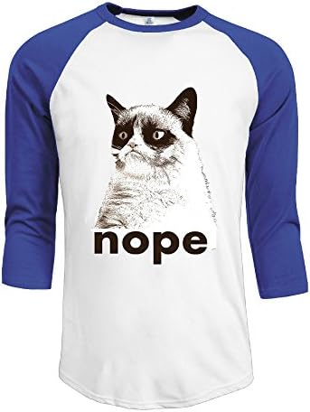Men's Contrast Color Nope Grumpy Cat Art Raglan Baseball T-Shirt