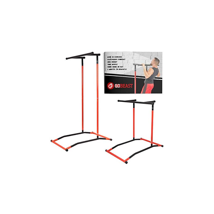 GoBeast Pull Up Bar Free Standing Dip Station, Portable Power Tower