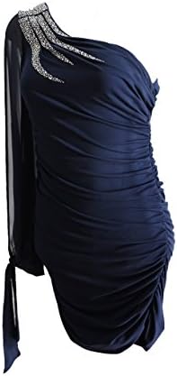 Jodi Kristopher Beaded Trim One Sleeve Dress Large