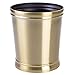 mDesign Decorative Metal Round Small Trash Can Wastebasket, Garbage Container Bin - for Bathrooms, Powder Rooms, Kitchens, Home Offices - Durable Solid Steel, Non-Slip Base - Soft Brass