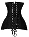 Camellias Women's Double Steel Boned Long Line Edwardian Underbust Waist Training Corset, SZ1969-2-Black-3XL