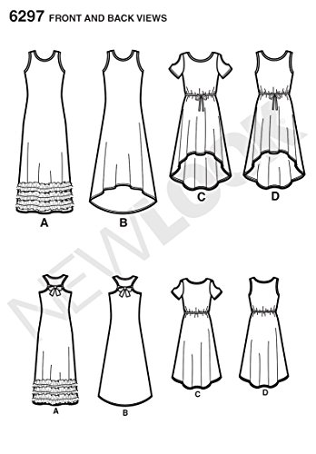 Simplicity Creative Patterns New Look 6297 Girls' Knit Dress, A (8-10-12-14-16)