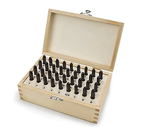 Yaetek 5/32-Inch Letter and Number Stamp Set, Wooden Box, 36 PIECE