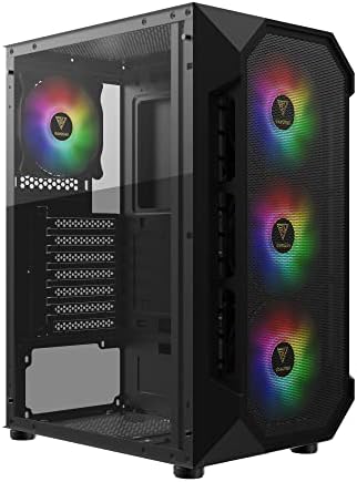 GAMDIAS AURA GC1 Gaming Mid Tower ATX PC Case 4 ARGB Fans Tempered Glass