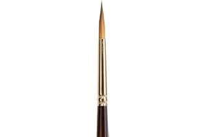KINGART Premium Finesse 8020-6 Ultra Round Series Artist Brush, Synthetic Kolinsky Sable Hair, Short Handle, Watercolor and Oil Paints, Size 6