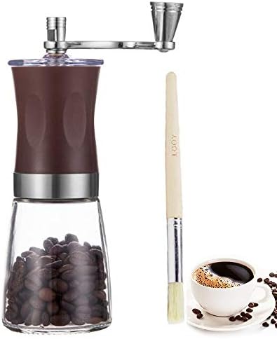 Zhfabss Manual Coffee Grinder Ceramic Burr Glass Bottle Removable Washable Home Travel Portable Coffee Mill Pepper Mill [Energy Class A]
