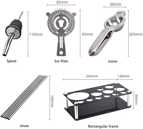 LKNJLL Barkeeper Kit mit Espresso Bambus Stehen Cocktail Shaker-Set mit Bar-Tools Edelstahl Boston Shaker Barkeeper Kit… – Bild 4
