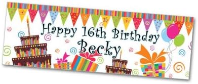 Personalised Name and Age Happy Birthday Party Banner 36 x 12 inches