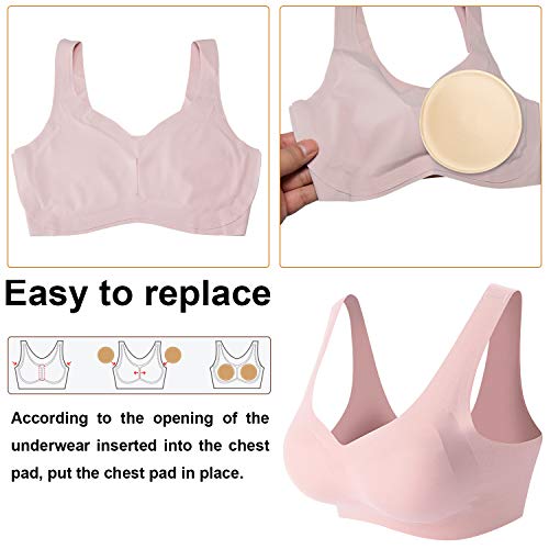 TopBine 3 Pairs Round Soft Bra Inserts Pads Removable Sport Bra Cups