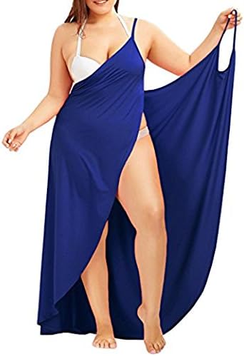Fadalo Plus Size Spaghetti Strap Cover Up Beach Backless Wrap Long Dress