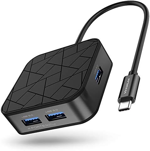 USB C Hub, Victorlink USB 3.1 Type C Adapter with 4 USB3.0 Ports Aluminum Alloy Hub for MacBook/MacBook Pro, Chromebook Pixel, Huawei MateBook and More USB3.1 Type C Devices,Black