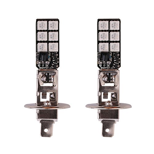 LEDHOLYT 2pcs 12V High Power 5050 12SMD Multicolor RGB LED Fog Lights for Cars Trucks Remote Control Flashing Lamp Bulb (H1) - Thumbnail 6