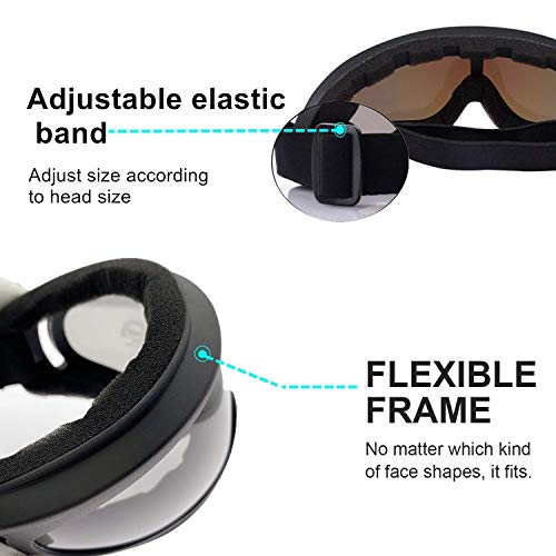 LJDJ Ski Goggles, Pack of 4 - Snowboard Adjustable UV 400 Protective Motorcycle Goggles Outdoor Sports Tactical Glasses Dust-Proof Combat Military Sunglasses for Kids, Boys, Girls, Youth, Men, Women - Thumbnail 4