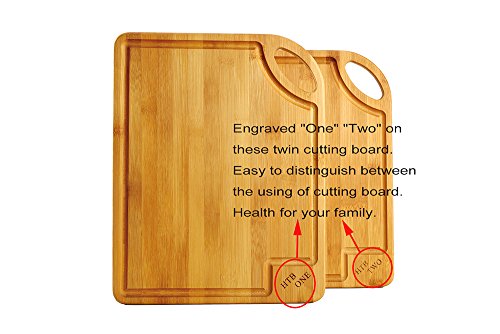 2 PCS Bamboo Cutting Board Set, Gift Box Chopping Board For Food Prep, Meat, Vegetables, Bread, Crackers & Cheese By HTB