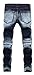 Men's Gradient Biker Moto Ripped Distressed Fashion Skinny Fit Denim Jeans 1766 W32