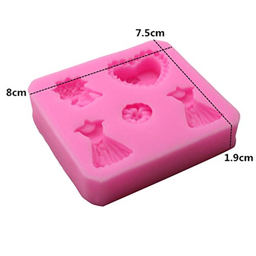 Chige Candy Mold, Silicone Baking Trays - Food Grade & BPA Free - Not Sticky Cake Decoration Mould For Mousse,Chocolate Brownie,Jelly,Ice Cream,Chiffon,Cheesecake,Fondant (Flower Dress) - Thumbnail 3