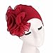 Botrong Women Ladies Retro Big Flowers Hat Turban Brim Hat Cap Pile Cap (Red)