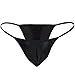 FEESHOW Men's Silky Bugle Pouch Tanga Briefs Bikini Underwear (One Size, Black)
