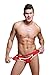 ONEFIT Men's Sexy Backless Underwear Brief Bikini Double Thongs Jockstrap G-string, Medium, Red