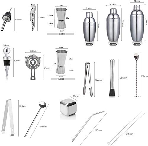FAGavin Cocktailherstellung Set, Edelstahl, Muddler, Alkoholausgießer, Jigger, professionelle Barwerkzeuge – Bild 8