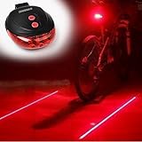 FREETOO® New Bicycle Cycling Laser Tail Light Water Resistant 2 Laser 5 LEDs 7 Modes Mountain Bike Safety warning Back Rear Led Red Light Flashlight Lamp (red2)