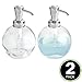 mDesign Round Glass Refillable Liquid Soap Dispenser Pump Bottle for Bathroom Vanity Countertop, Kitchen Sink - Holds Hand Soap, Dish Soap, Hand Sanitizer, Essential Oils - 2 Pack - Clear/Chrome