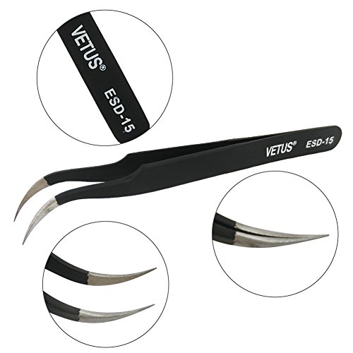 BEYELIAN 3D Volume Eyelash Extension Friendly Use Tweezers Genuine Vetus ESD-15,also for Lab,Jewelry-making,Industrial,Hobbies (ESD-15)