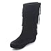 Betani Denise-1 Girl's Knee High Mocassin Fringe Low Heel Boots