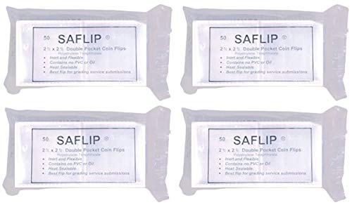 Saflip Double Pocket Safety Coin Flips (2½" x 2½", 200 Flips)