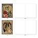 M6638OCB Feline Frames: 10 Assorted Blank All-Occasion Note Cards Featuring Vintage Cats Posing in Victorian Style Gilded Frames covered by Colorful Flowers, w/White Envelopes.