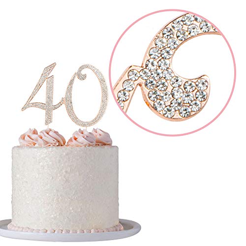 40-Cake-Topper-ROSE-GOLD-Birthday-or-Anniversary-Premium-Diamond-Crystal-Rhinestones-Monogram-Number-Forty-40th-Birthday-or-Anniversary-Party-Supply-Decoration-Ideas-Keepsake-40-Rose