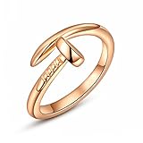 Angelady 18k Rose Gold Plated Custom personalized Nail Ring Pure Hand-made Unique Elegant (Sizes 6 7 8)