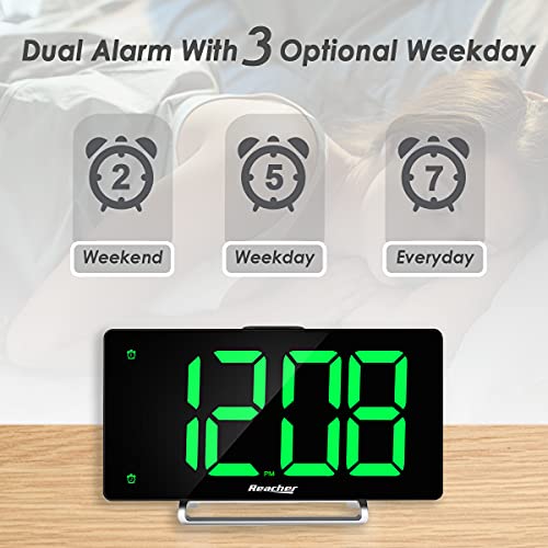 Large Alarm Clock 9" LED Digital Display Dual Alarm with USB Charger Port 0-100 Dimmer for Seniors Simple Bedside Big Number Alarm Clocks for Bedrooms