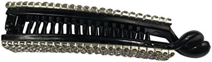 Claw Banana Clip for Styling Vertical Clip Hairpin Horsetail End Teeth Hair Clips French Twist Hair Barrette Clips Wrapping Hairpins (M, Black)