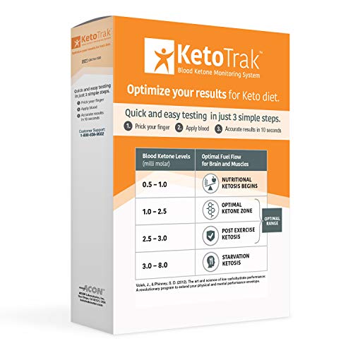 KetoTrak Blood Ketone Testing Kit, 1 Meter, 10 Ketone Strips, 1 Lancing