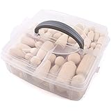 Peg Doll Bodies Family Set of 50pcs (35mm-65mm) Cake Topper Female and Male Natural Unfinished Wooden Toys DIY Arts and Crafts Paint