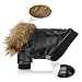 LESYPET Dog Leather Jacket Small Breed, Waterproof Dog Coat Double Layer with Fleece Lined for Puppy Cats, Doggie Jacket Winter Coat in Cold Weather, Black S