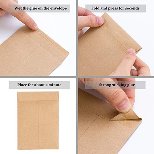 100 Pack Kraft Small Coin Envelopes Self-Adhesive Kraft Seed Envelopes Mini Parts Small Items Stamps Storage Packets Envelopes for Garden, Office or Wedding Gift(2.25"×3.5") - Thumbnail 2