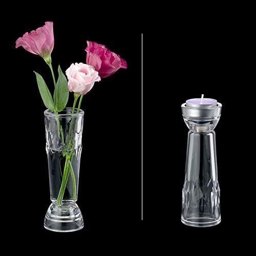 Amazing Abby 2-Pack Acrylic Dual-Use Vase & Candle Holder for Wedding Centerpieces and Home Decor, Shatter-Proof and Ultra-Safe (Round) (Set of 2) (Flowers NOT Included)