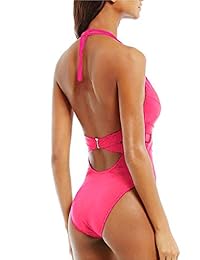 AdoreShe traje de baño de una pieza con tirantes y corte en V para dama