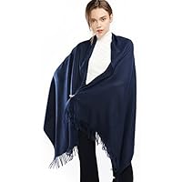 Winter Cashmere Wool Navy Scarf Pashmina Shawl Wrap Stole for Women Feel Warm Thick Large Scarves