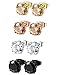 ORAZIO 4 Pairs Stainless Steel Women Stud Earrings Mens Ear Piercing Cubic Zirconia Earrings 5mm