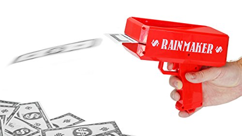 Fairly Odd Novelties Rainmaker Money Gun Make It Rain - Perfect For Bachelor Bachelorette White Elephant Birthday Parties, Red.