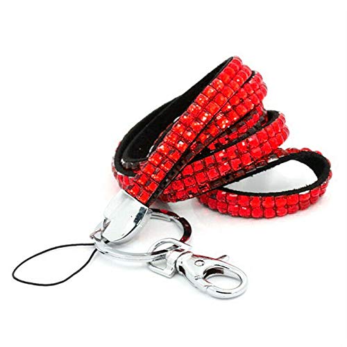 SUPERTOOL Lanyard Strap, Bling Diamante Rhinestone (Breakaway) Lanyards, for ID Card & Key Badge Holder, Phone Cases, USB Holder, Memory Stick Holder, 8 Colours (1 Pack, Red)