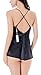 Ruzishun Women's Sexy Lingerie Lace Satin Babydoll(Black,M)