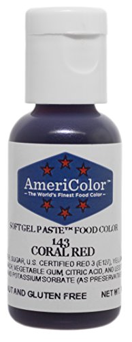 AmeriColor Food Coloring, Coral Red Soft Gel Paste.75 Ounce Bottle Food Color